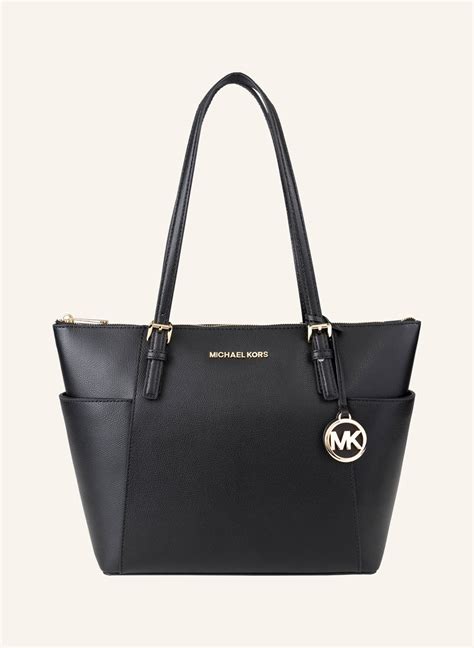 michael kors taschen schwarz silber|michael kors tragetasche.